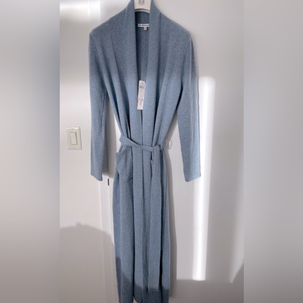 The Cashmere Project luxe long robe 100% cashmere moon blue NWT - Picture 2 of 5